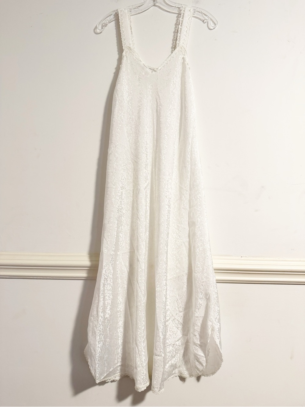Vintage Christian Dior White Lace Trim Maxi Nightgown Dress L NWT Bloomingdales - Picture 9 of 9